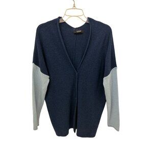 GIESSO Color-block Oversized Normcore Cardigan Blue Light Blue
